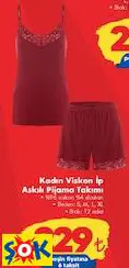 KADIN VİSKON İP ASKILI PİJAMA TAKIMI KADIN VİSKON İP ASKILI PİJAMA TAKIMI
